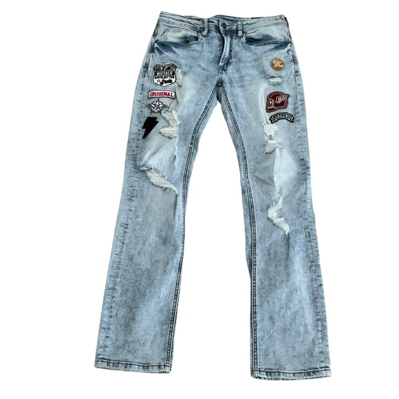 Vintage Buffalo David bitton ash-x slim stretch jeans Rock For Freedom 31/32 - Picture 1 of 9